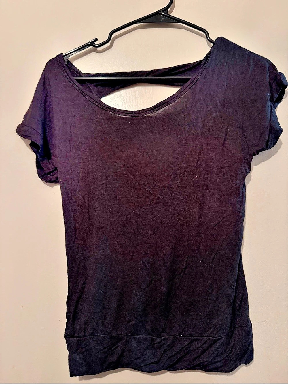 American Dream Short Sleeve Cutout Top in Black Size Small